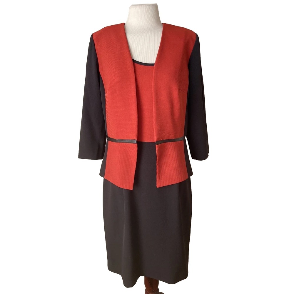 Studio One Dress Set Orange Black Size 12 Dress Jacket‎